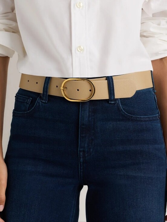 Quince Cleo Oval European Leather Belt - Mushroom main image 10